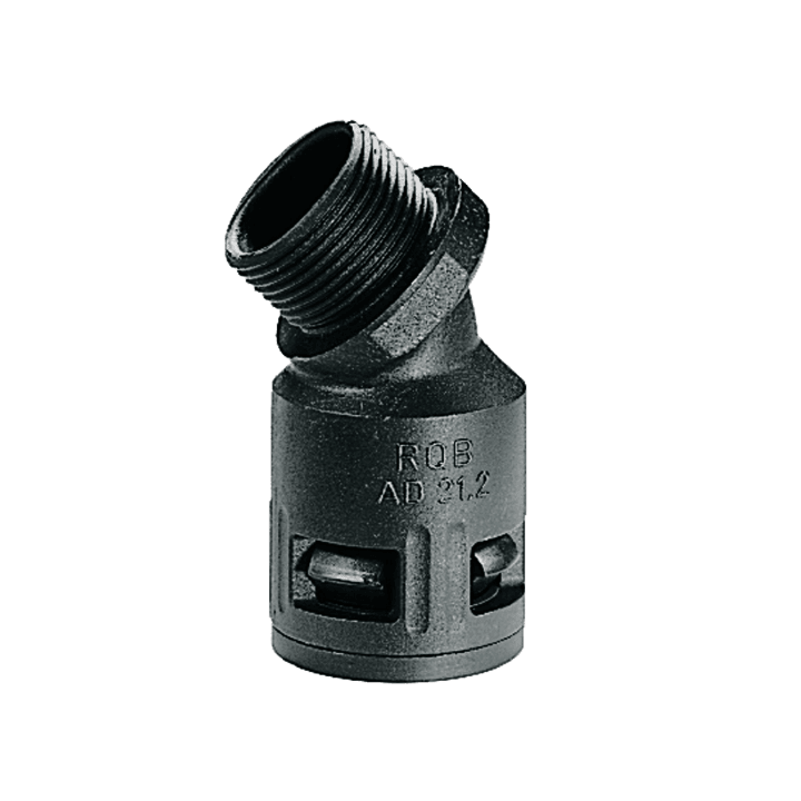 COSMEC - CSM5028M-0712N Raccordo curvo a 45° con filetto maschio plastico, Metrico 12 x 1,5 mm , IP66, nero, AD10