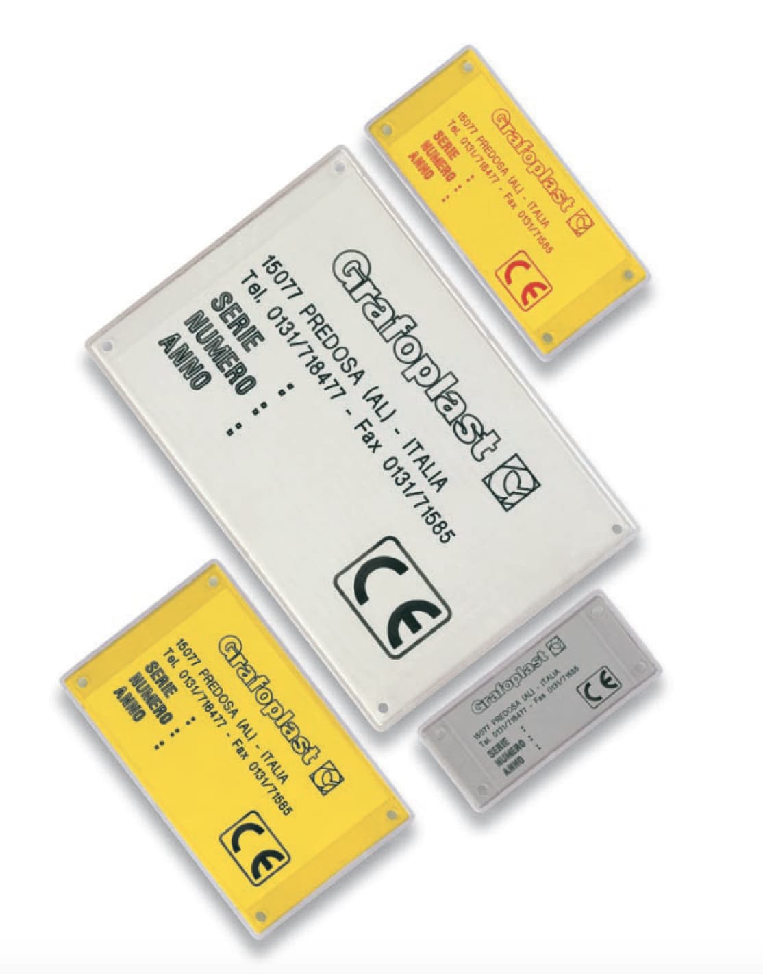 GRAFOPLAST SRL - GRASITHF301YMC TARGA GIALLO CON FORI 70X30 MM MC=240 PZ
