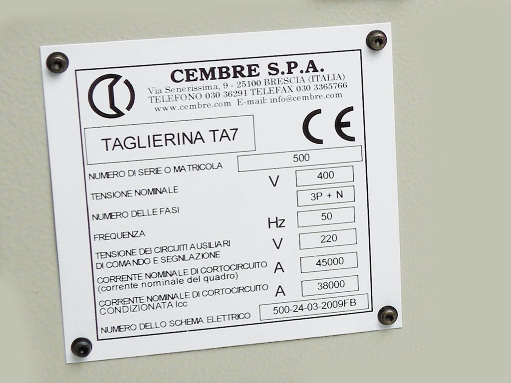 CEMBRE SPA - CEM88412 TARGA QUADRO MG-VRT-AH GIALLA PVC105X110