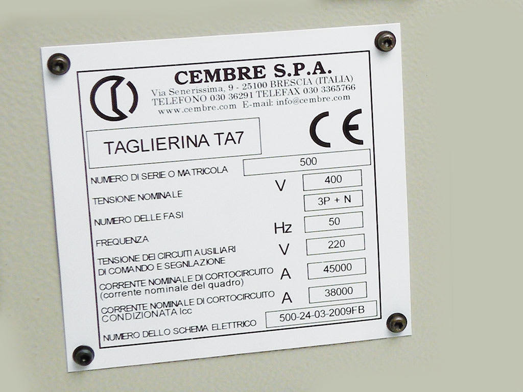 CEMBRE SPA - CEM48931 TARGA RIVETT. 4MM MG-VRT-RH BIANCO 25X8