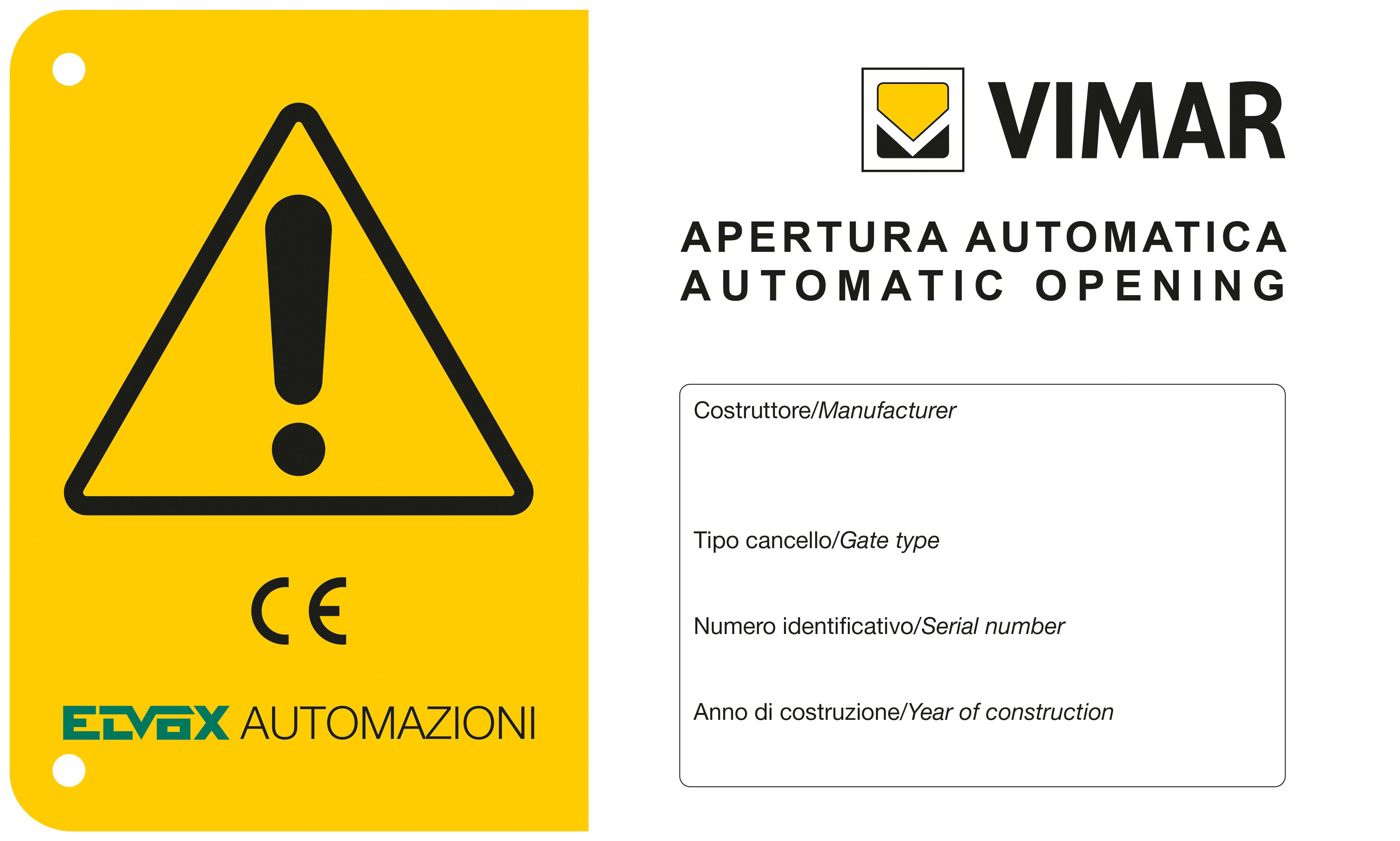 VIMAR SPA - VIWZX20 CARTELLO SEGNALETICO DI AVVERTENZA